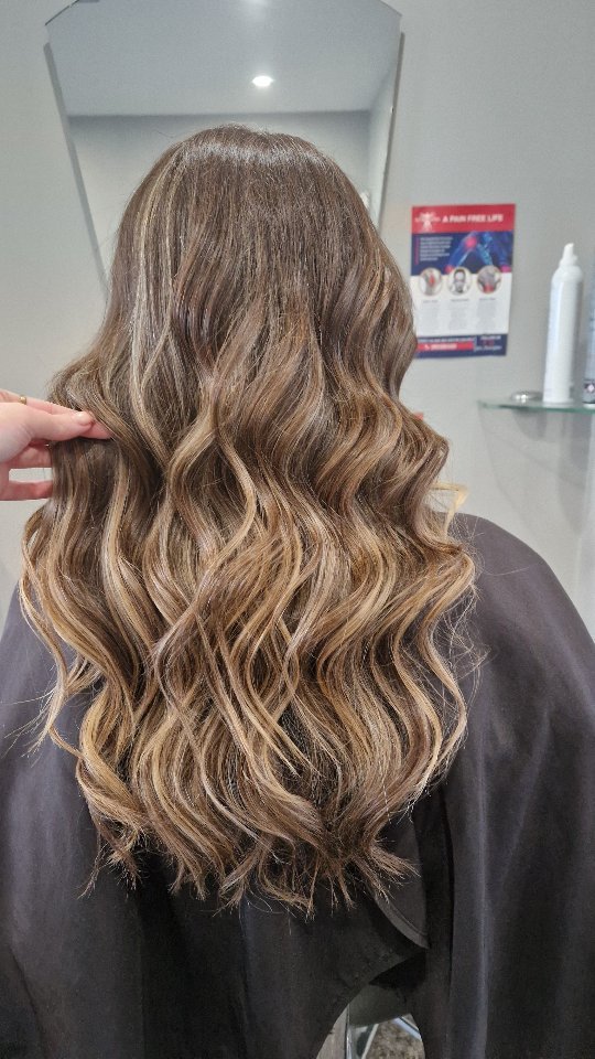 Beautiful balayage hair colouring by Roots 'N' Ends